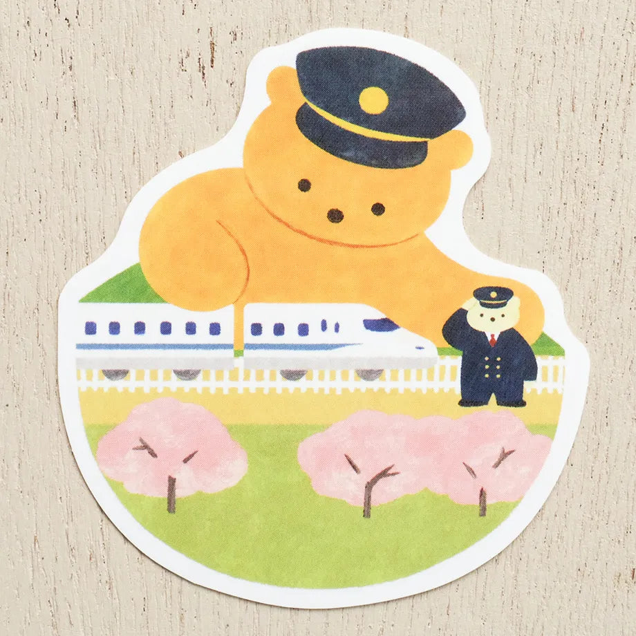 sticker stickers train bullet bear japan tokyo speed rail conductor