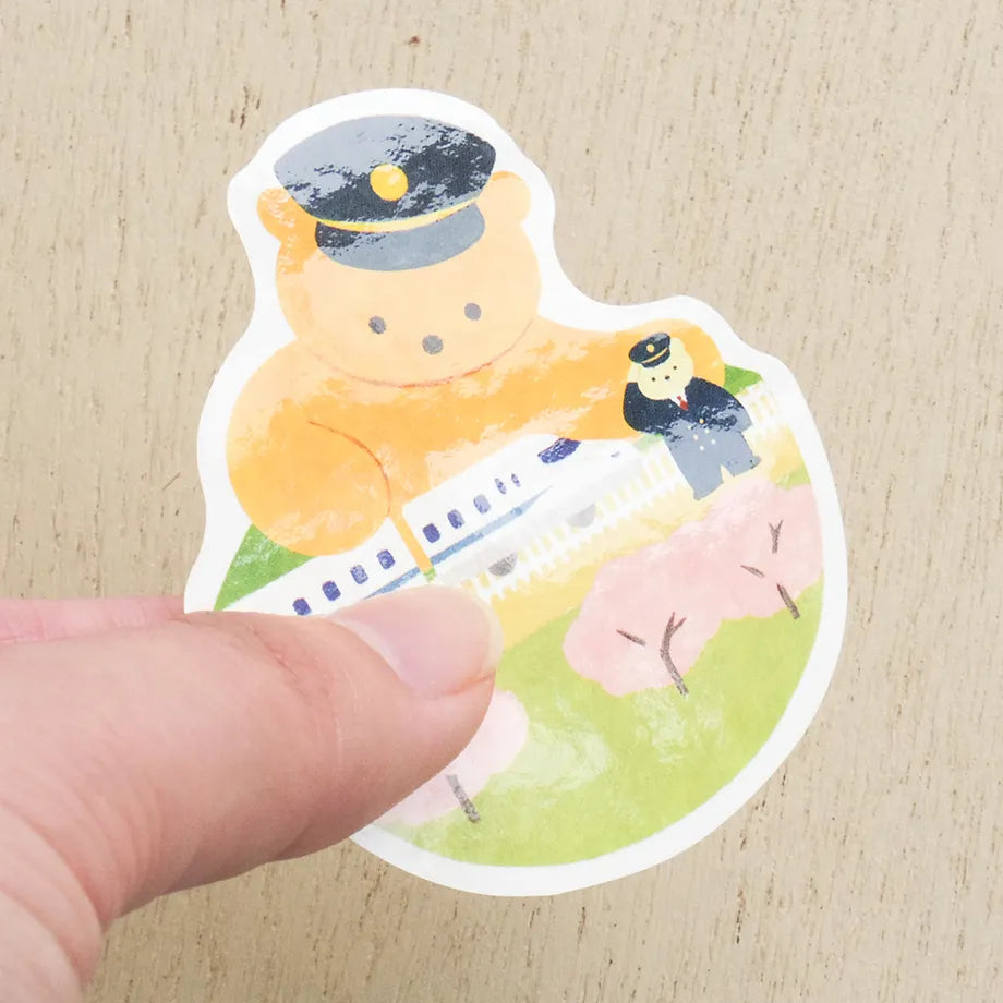 bear train sticker stickers cherry blossoms japan toyko bullet speed rail gloss vinyl
