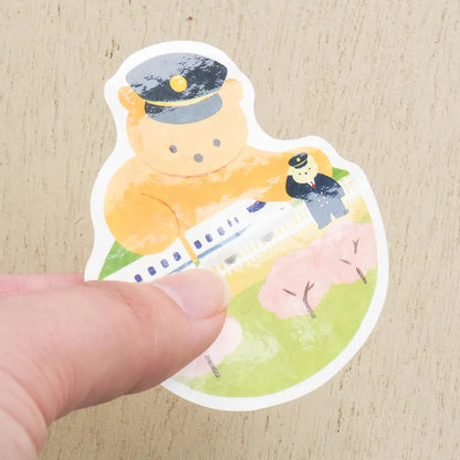 bear train sticker stickers cherry blossoms japan toyko bullet speed rail gloss vinyl