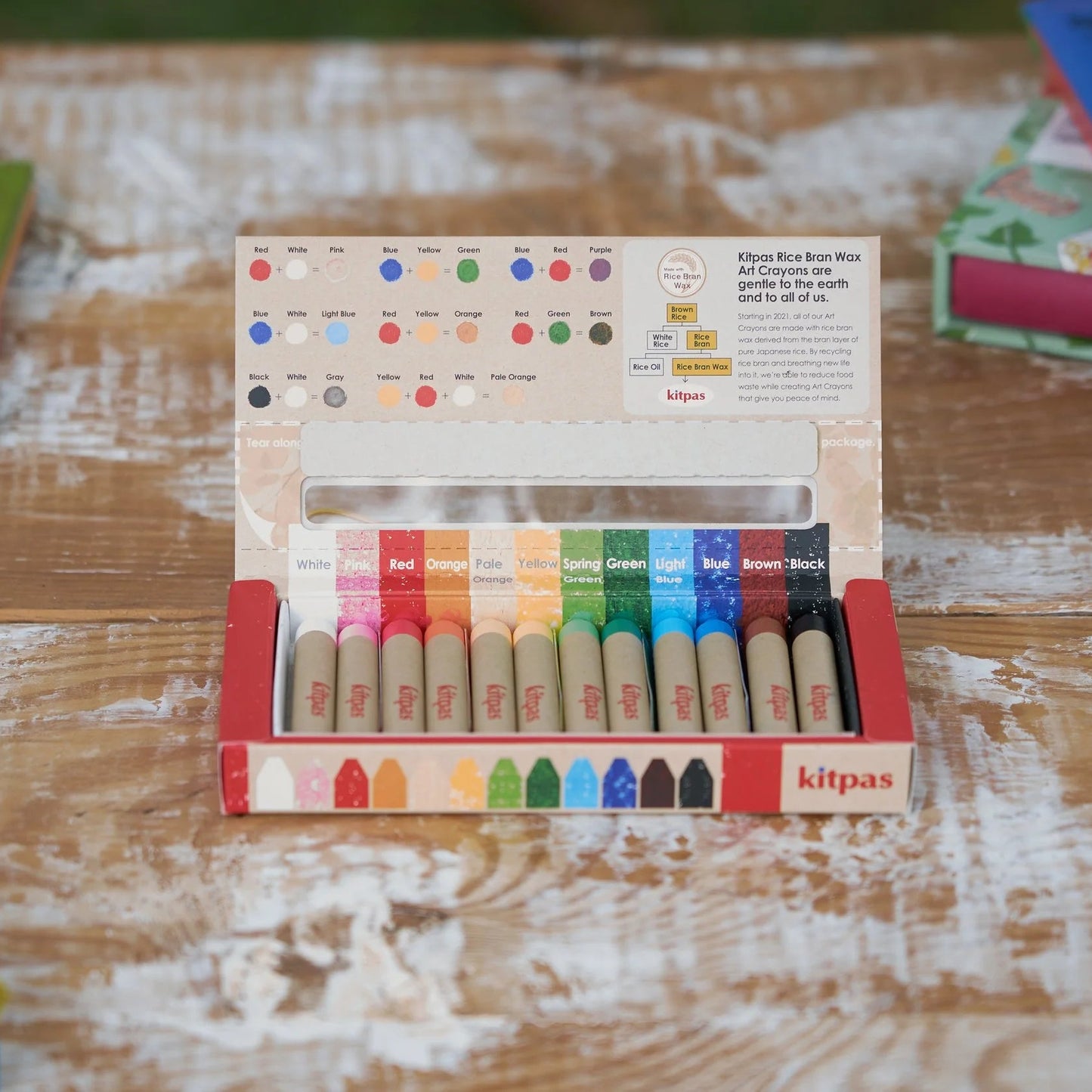 Kitpas Rice Bran Wax Art Crayons《12 Color Set》
