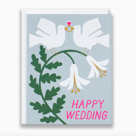 Doves Happy Wedding Note Card