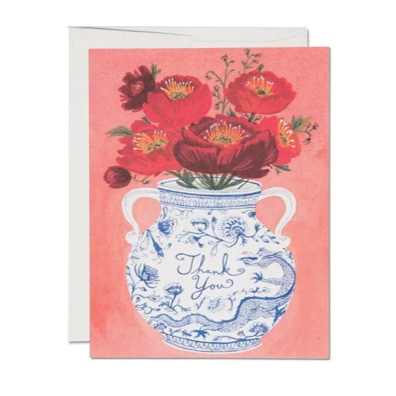 Dragon Vase Thank You Greeting Card · Red Cap Cards