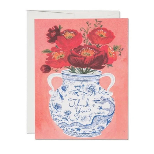 Dragon Vase Thank You Greeting Card · Red Cap Cards