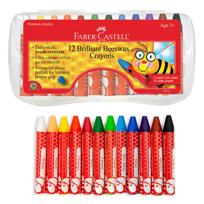 12 Brilliant Beeswax Crayons in Storage Case For Kids · Faber-Castell