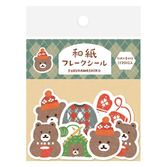 Knitting and Bear Winter Flake Stickers · Furukawashiko