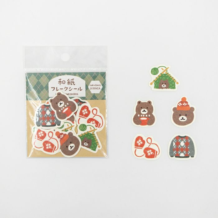 Knitting and Bear Winter Flake Stickers · Furukawashiko