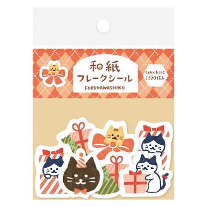 Presents and Cat Winter Flake Stickers · Furukawashiko