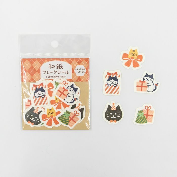 Presents and Cat Winter Flake Stickers · Furukawashiko