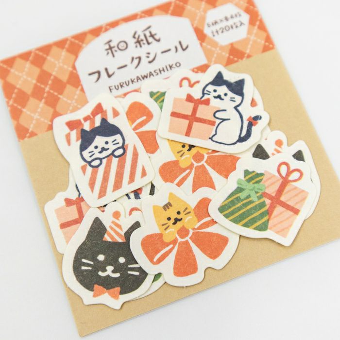 Presents and Cat Winter Flake Stickers · Furukawashiko