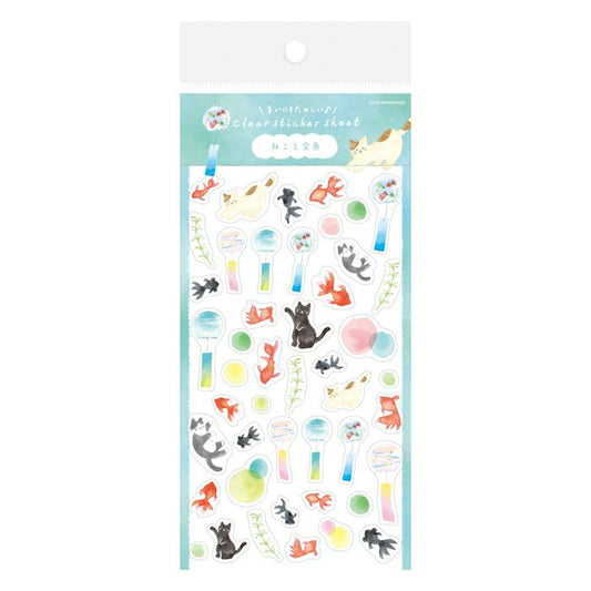 Cat Fish Transparent Clear Sticker Sheet