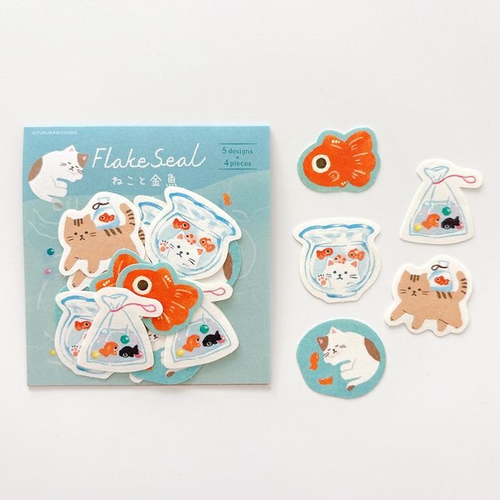 Blue Orange FIshbowl Cat Stickers
