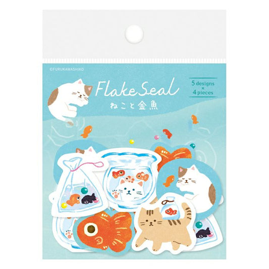 Blue Orange Fishbowl Fish Cat Stickers