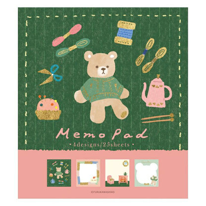 Knitting and Bear Memo Pad · Furukawashiko