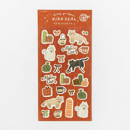 Presents and Cat Foil Stamped Sticker Sheet · Furukawashiko