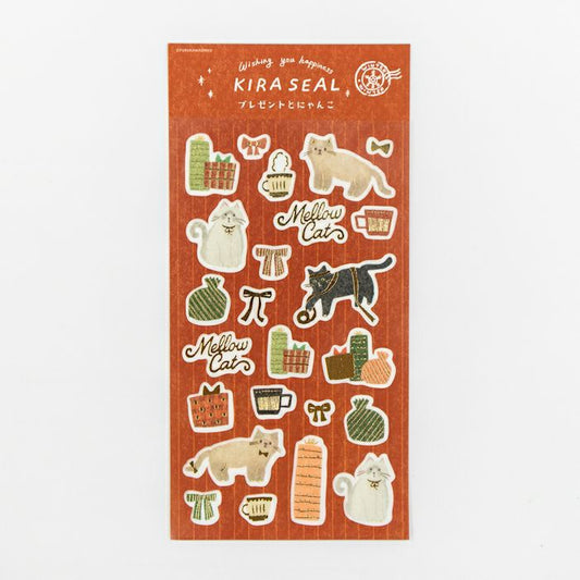 Presents and Cat Foil Stamped Sticker Sheet · Furukawashiko