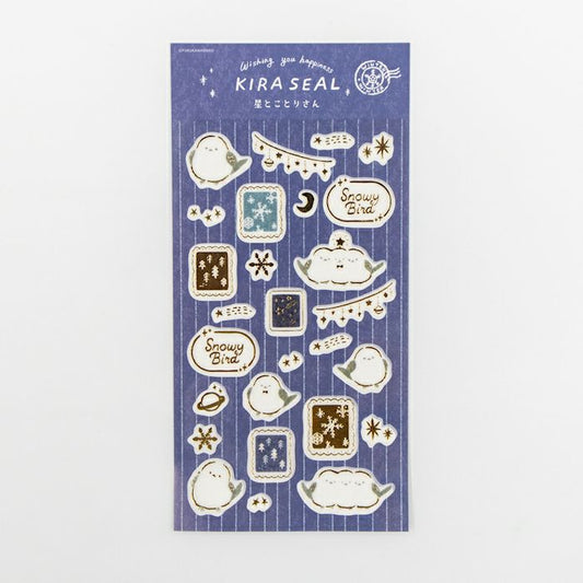 Starry Sky and Bird Foil Stamped Sticker Sheet · Furukawashiko