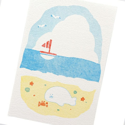 Beach Seal Animal Riso Postcard