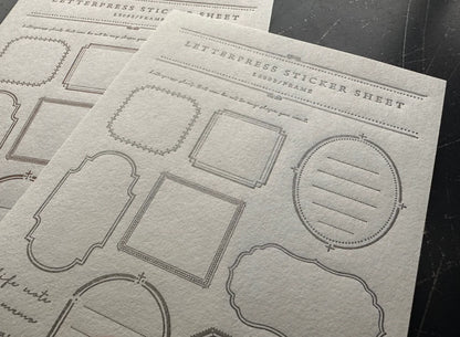 Greige Frame Letterpress Sticker Sheet · OEDA Letterpress