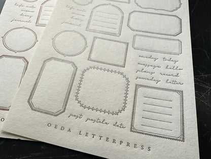 Greige Frame Letterpress Sticker Sheet · OEDA Letterpress