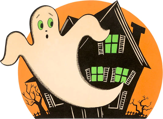 Halloween Cartoon Ghost / Vintage Image Postcard
