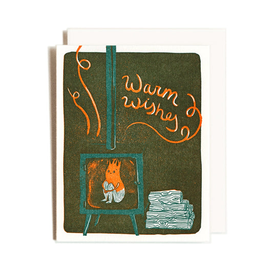 Fireplace Warm Wishes Christmas Card · Homework Letterpress Studio