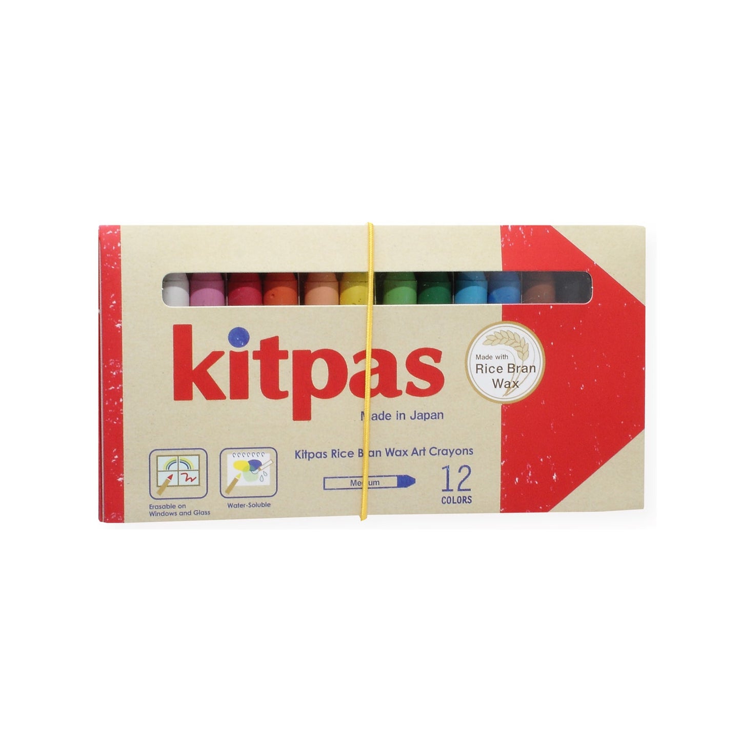 Kitpas Rice Bran Wax Art Crayons《12 Color Set》