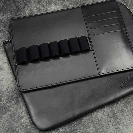 Leather Zippered Writers Bank Bag / Black· Galen Leather Co.