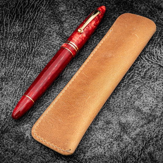 Leather Single Pen Sleeve / Crazy Horse Honey Ochre · Galen Leather Co.