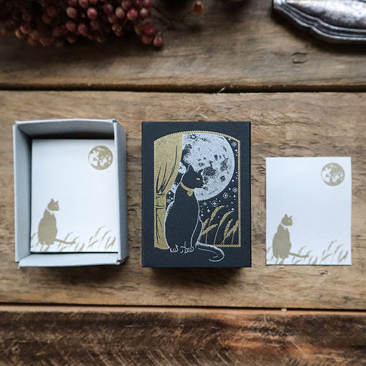Moonlight Cat Letterpress Matchbox Memo・Keibunsha & meriBUN