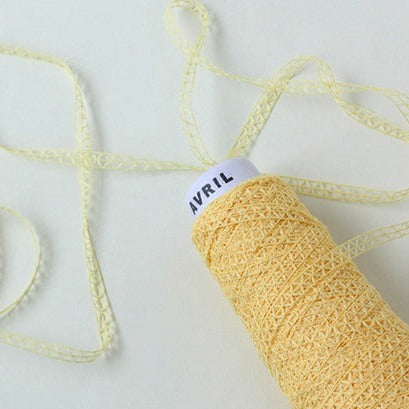 Cream Yellow Rail Ribbon Minicone · AVRIL Yarn
