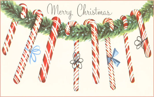 Merry Christmas, Candy Canes / Vintage Image Postcard