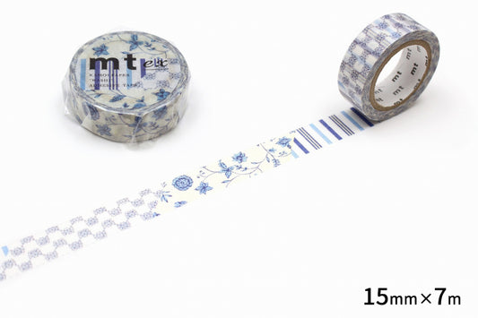 mt Washi Tape · Dark Blue Flowers