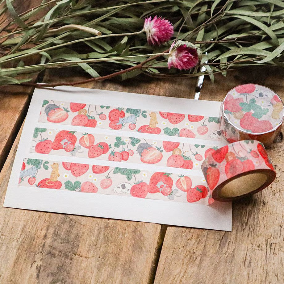 Tochigi Strawberry Cat Washi Tape・Keibunsha & meriBUN