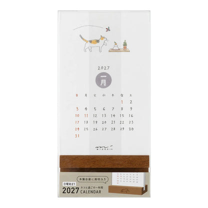 2027 Cat Stand Calendar · Midori