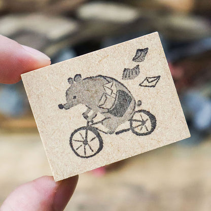 Bicycle Bear Wooden Stamp・Keibunsha & meriBUN