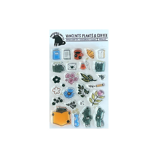 Vincent's Plants & Coffee Clear Stamps · Paper Plant Co x Sakuralala