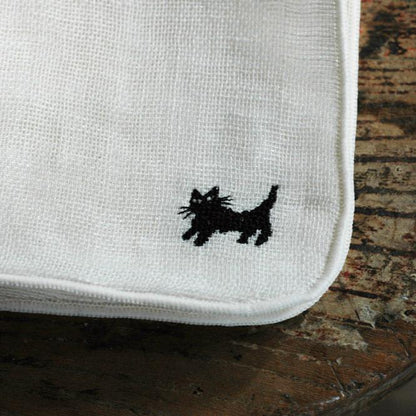 Mitsou Linen Gauze Handkerchief - Black Cat · Classiky