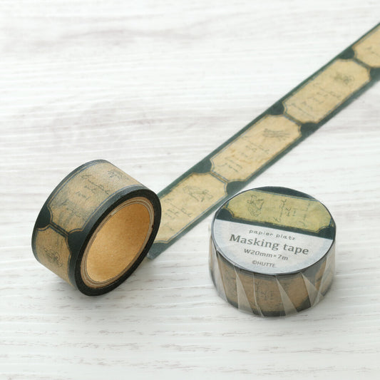 tape washi vintage calligraphy handwritten lable green tan borwn 