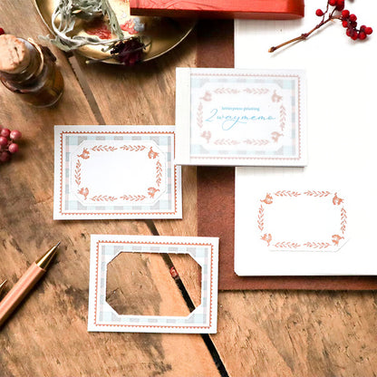 Squirrels & Acorns Pocket Letterpress 2-way Memo Pad・Keibunsha & meriBUN