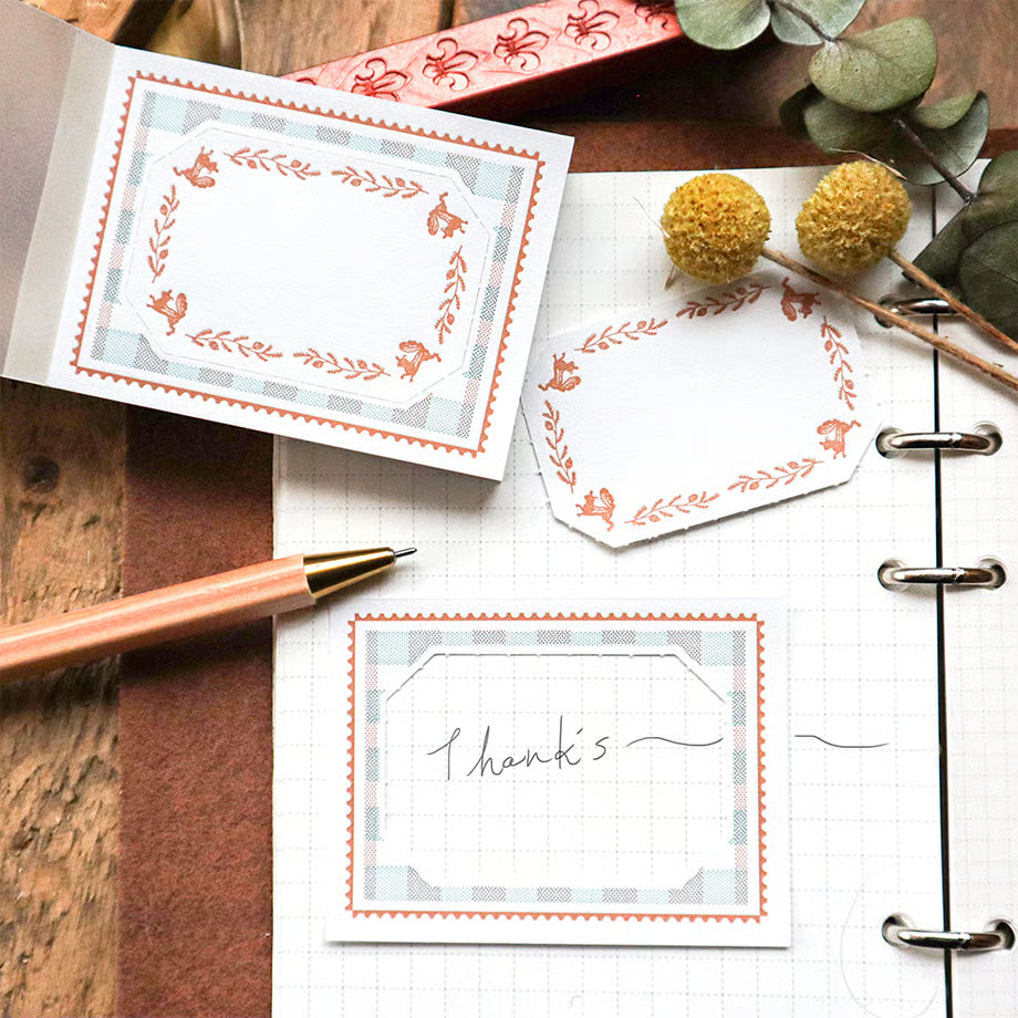 Squirrels & Acorns Pocket Letterpress 2-way Memo Pad・Keibunsha & meriBUN