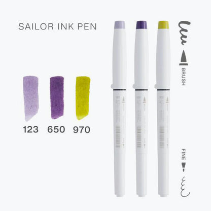 Sailor Ink Dual-Tip Brush Pen - Sets of 3