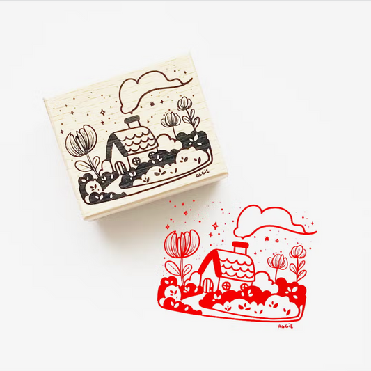 Little Red House Wooden Rubber Stamp / The Little Red House