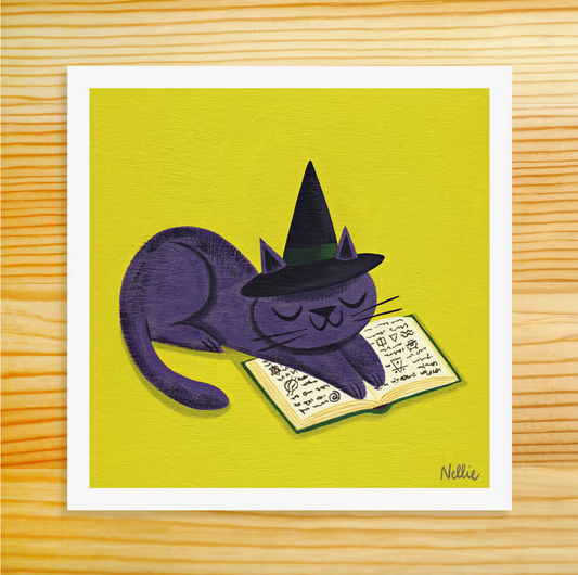 Sleeping Spellcaster Cat Art Print · Nellie Le