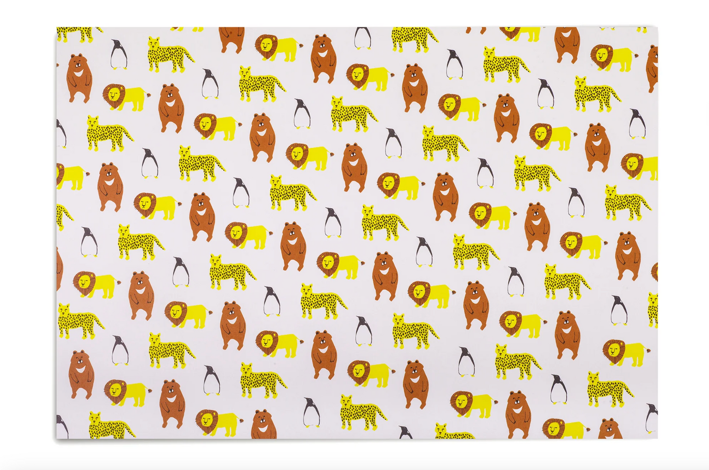 Animal Pattern (Bear, Tiger, Lion, Penguin) Wrapping Paper · Regaro Papiro