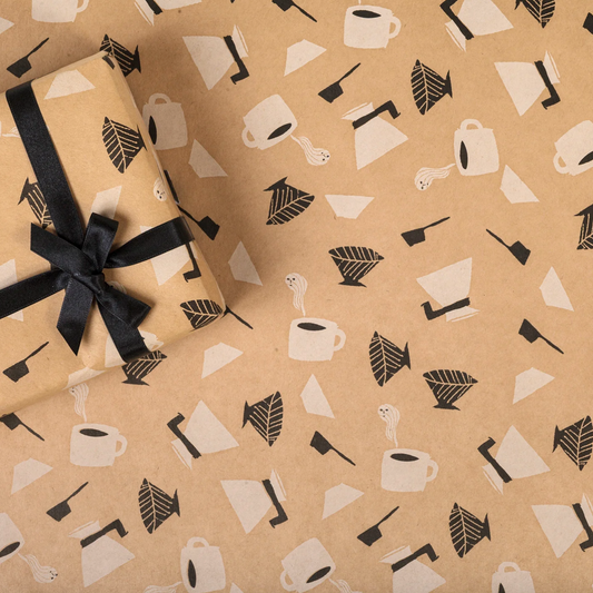 Coffee Pattern Wrapping Kraft Paper · Regaro Papiro