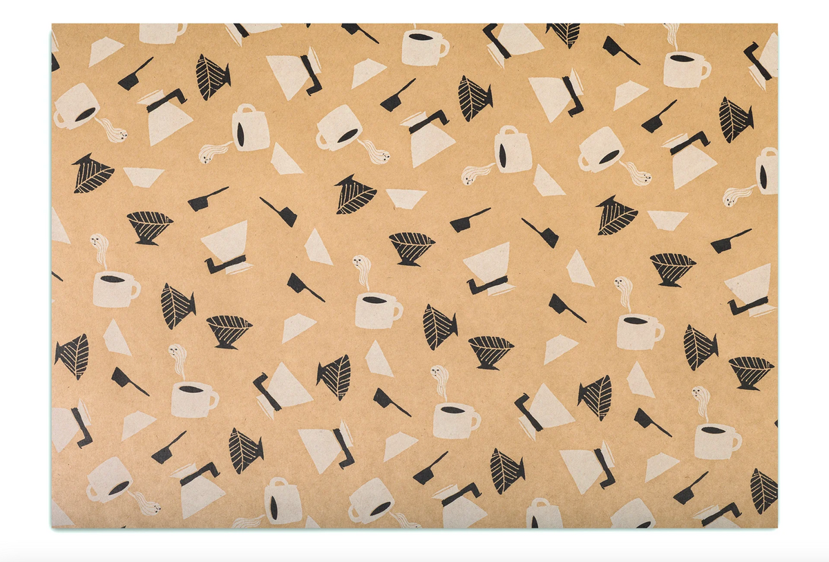 Cafe Rapper Paper With Pattern Coffee Pattern Wrapping Kraft Paper · Regaro Papiro – Paper Plant Co.