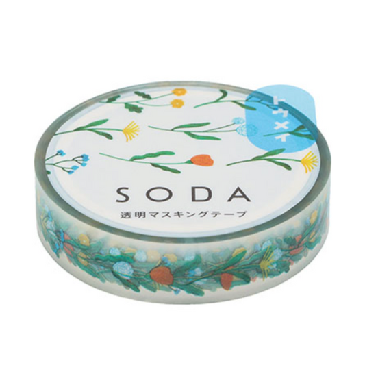 SODA Transparent Masking Tape 10mm / Flower · King Jim