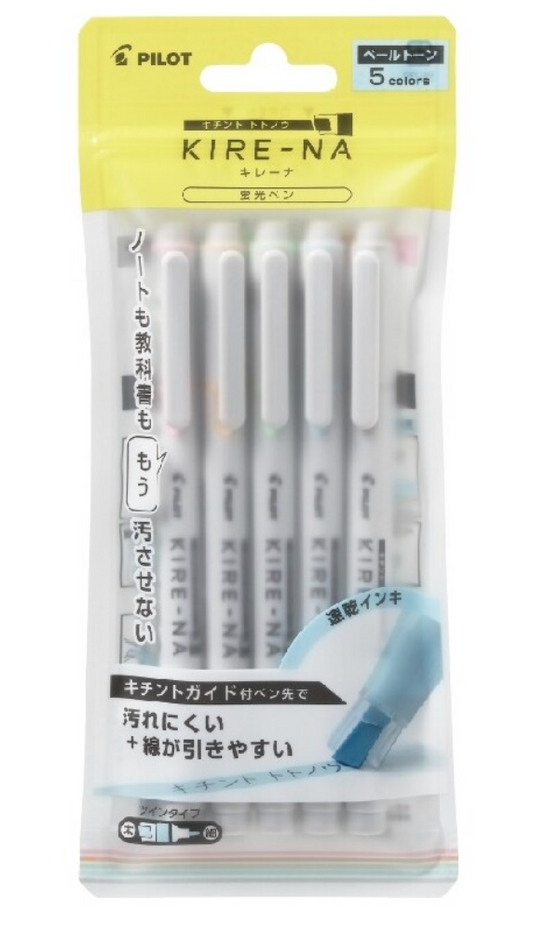 Kire-Na Dual Tip Highlighter 5-color set / Pale Tones· Pilot
