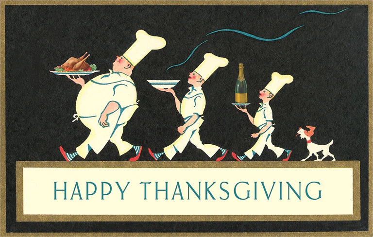 Happy Thanksgiving, Procession of Chefs / Vintage Image Postcard