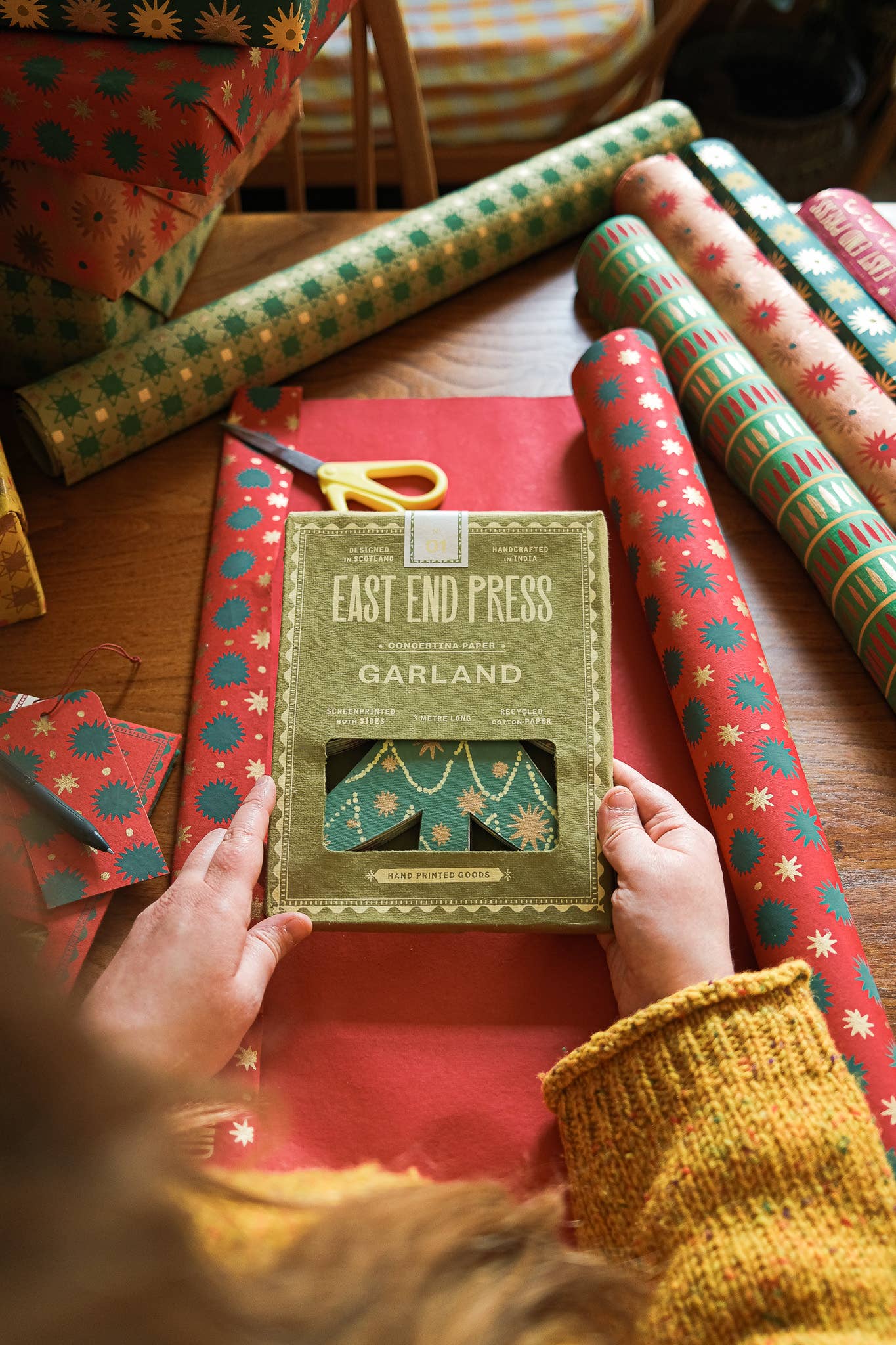 wrapping paper east end press garland christmas holiday present